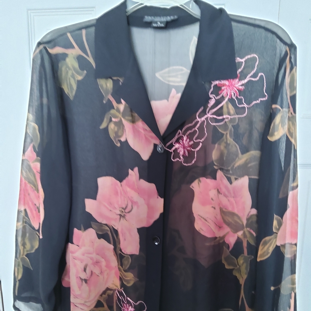DAVID DART sheer button up blouse XL